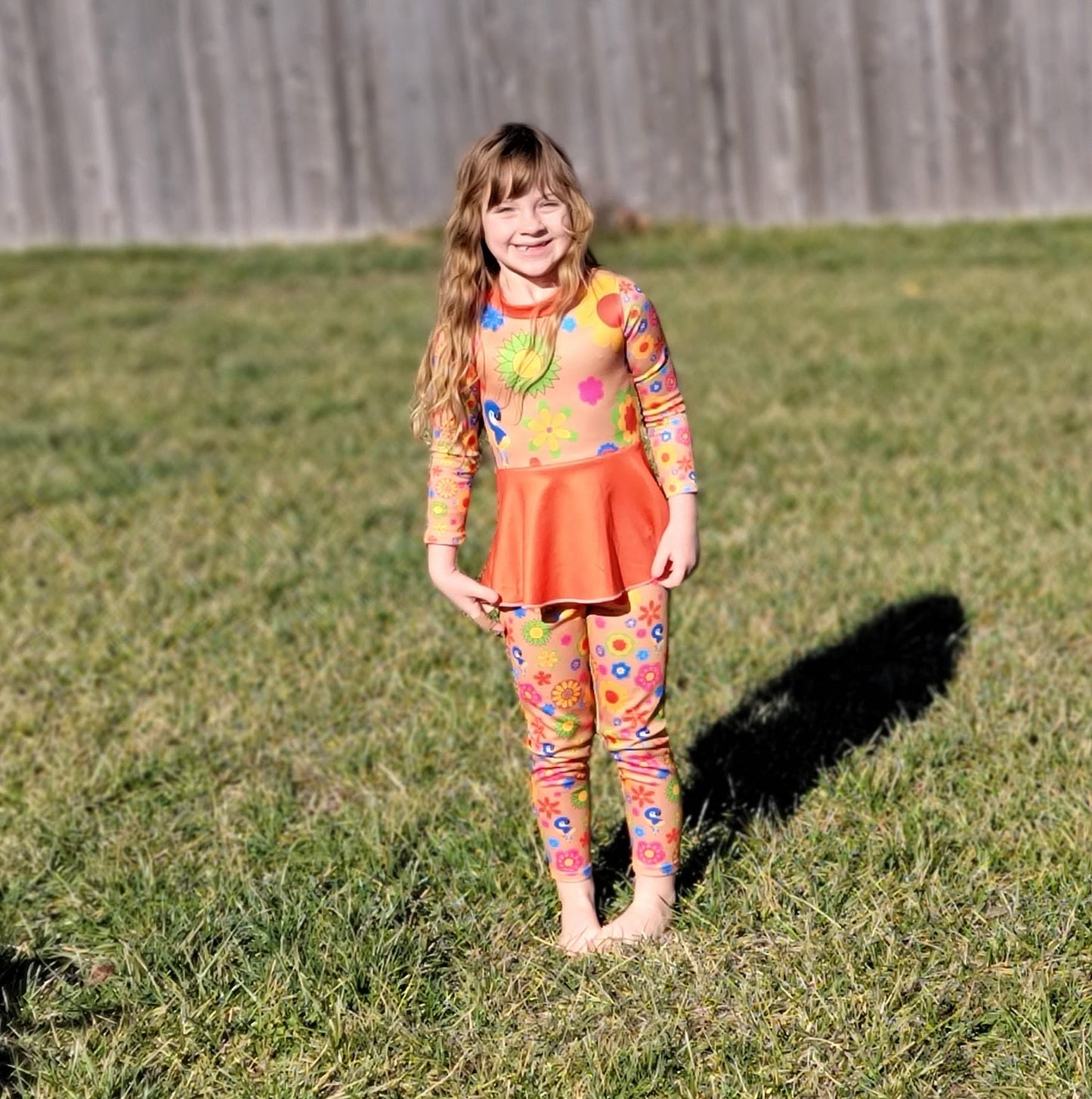 Girl's Flower Pop Shirt and Leggings Set