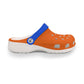 Lady's Mismatch Orange and Blue Clogs/Crocs/Garden Shoes (no graphic)