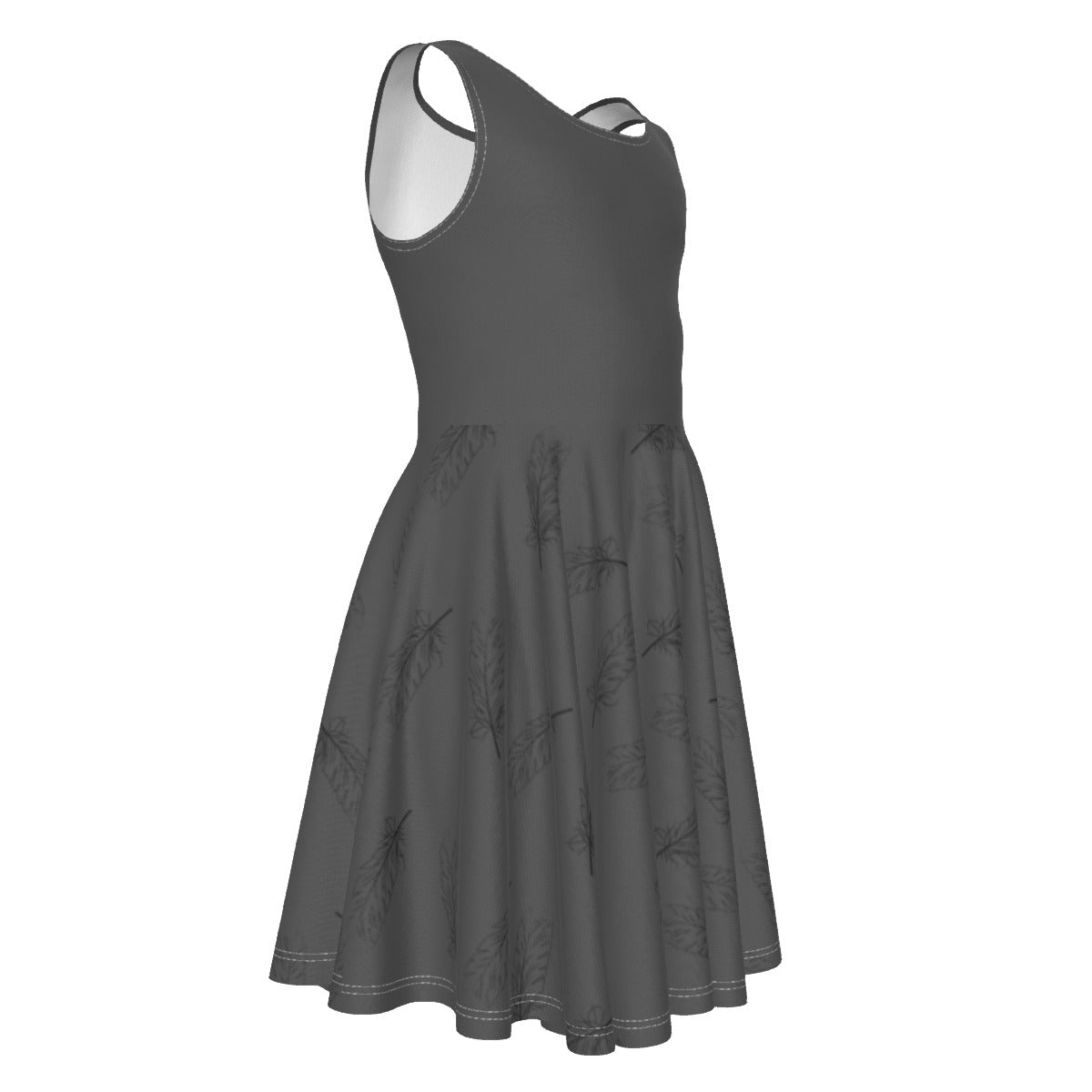 Girl's Gray Feather Swing Twirl Dress (no graphic)