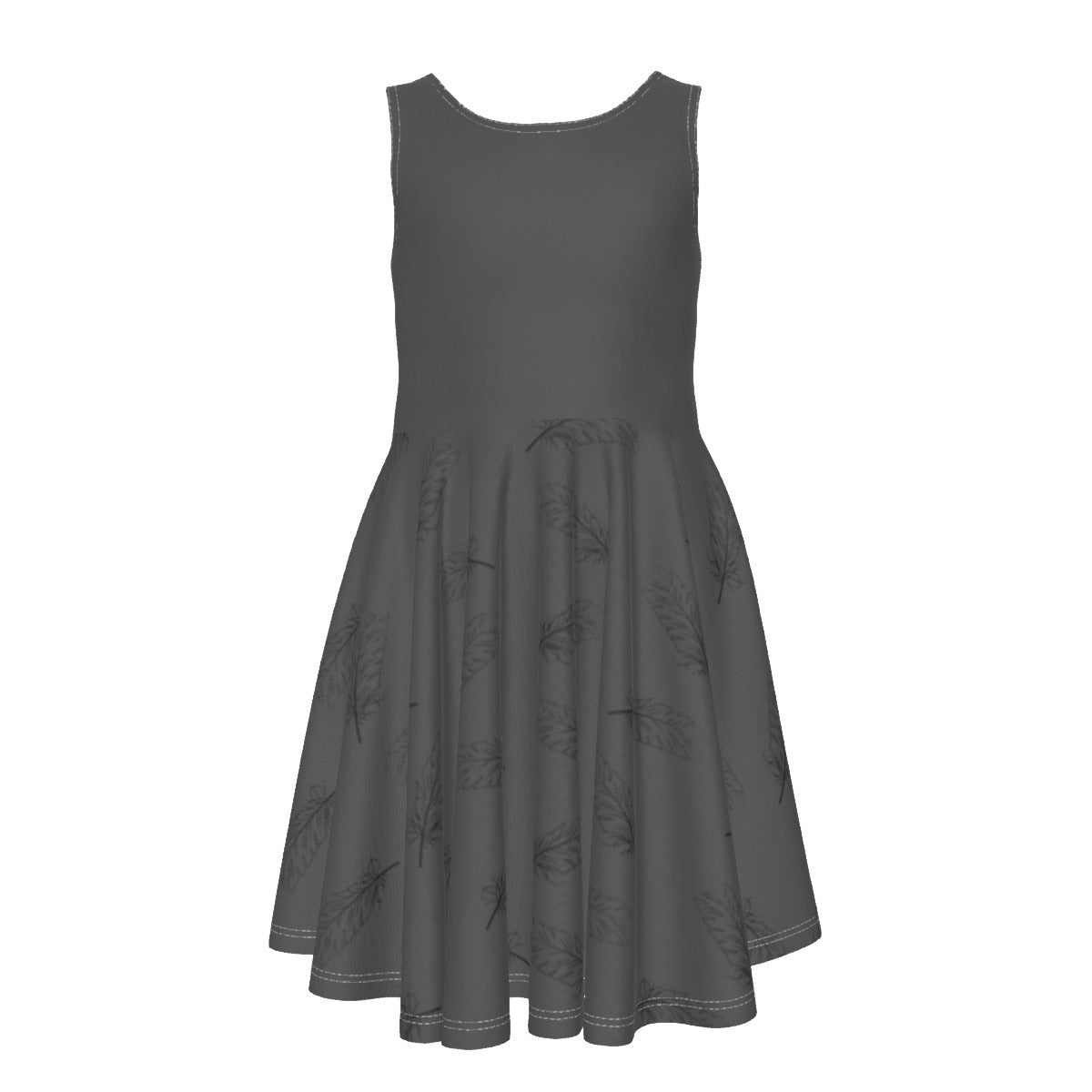 Girl's Gray Feather Swing Twirl Dress (no graphic)