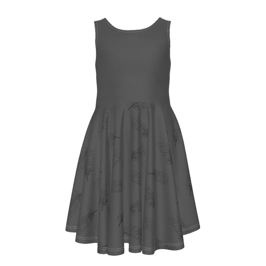 Girl's Gray Feather Swing Twirl Dress (no graphic)