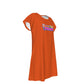 Lady's Orange Animal Party Shirt Dress