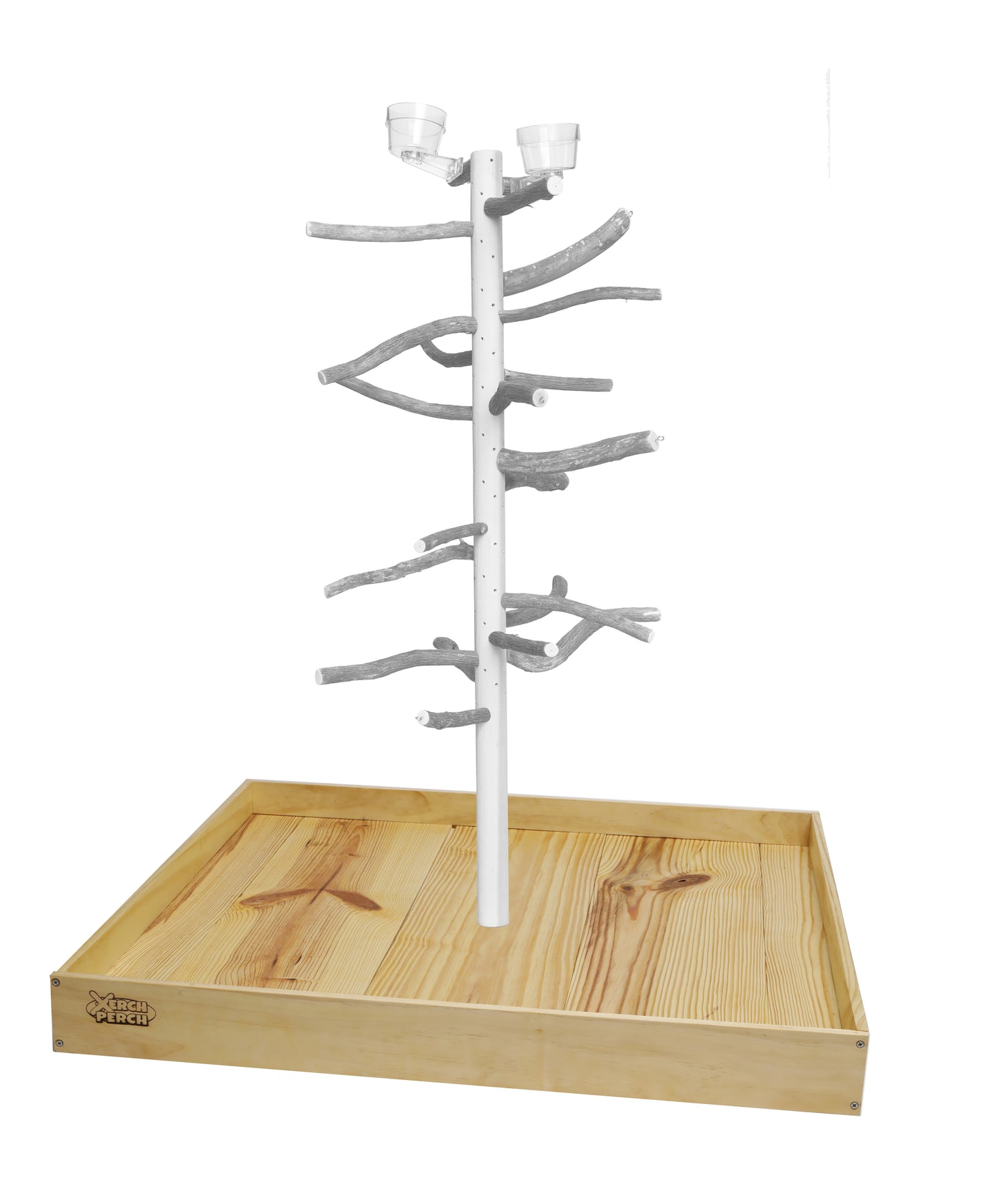 Solid Wood Parrot Play Stand Perch Base Tray, Xerch Perch, The Parrot Mom, Bird Tree, Parrot Play Stand, Wood Tree Perch, Macaw Perch, Bird Tree Stand, Bird T Stand, Modular Parrot Tree Stand, Bird Playstand, Stainless Steel, Pine Wood