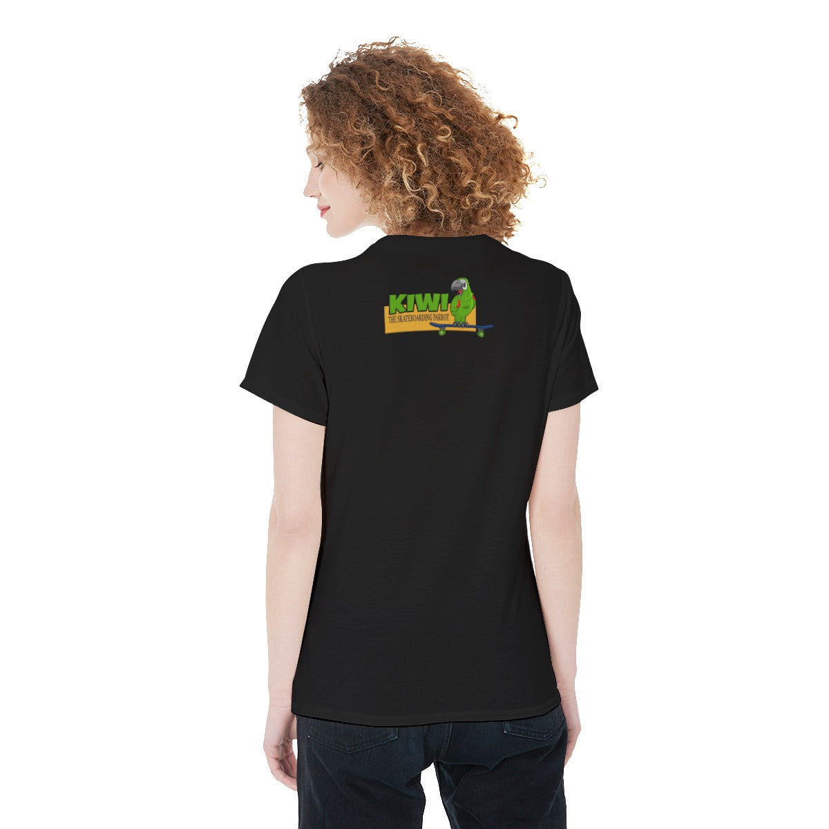 Lady's SKATER T-shirt with Skateboarding Parrot