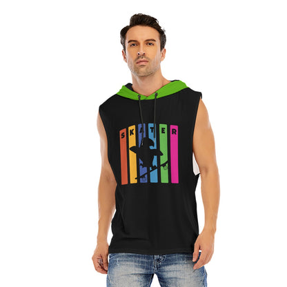 Adult's SKATER Sleeveless Hoodie with Skateboarding Parrot