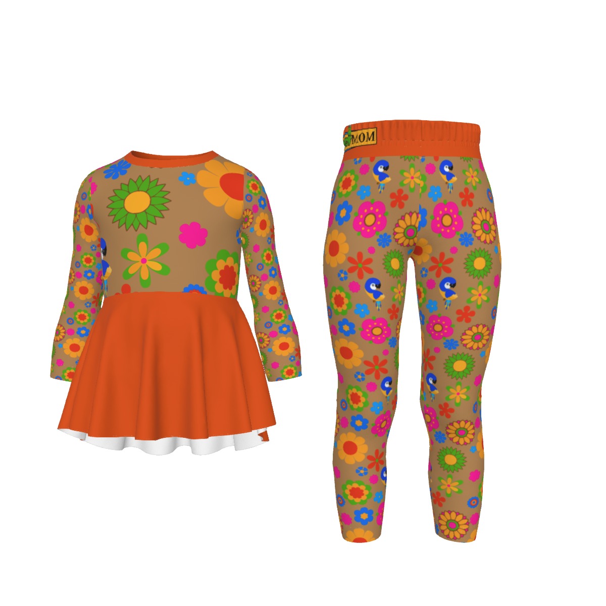 Girl's Flower Pop Shirt and Leggings Set