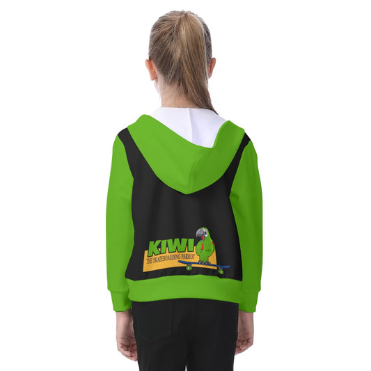 Kid's SKATER Zip-up Hoodie with Skateboarding Parrot