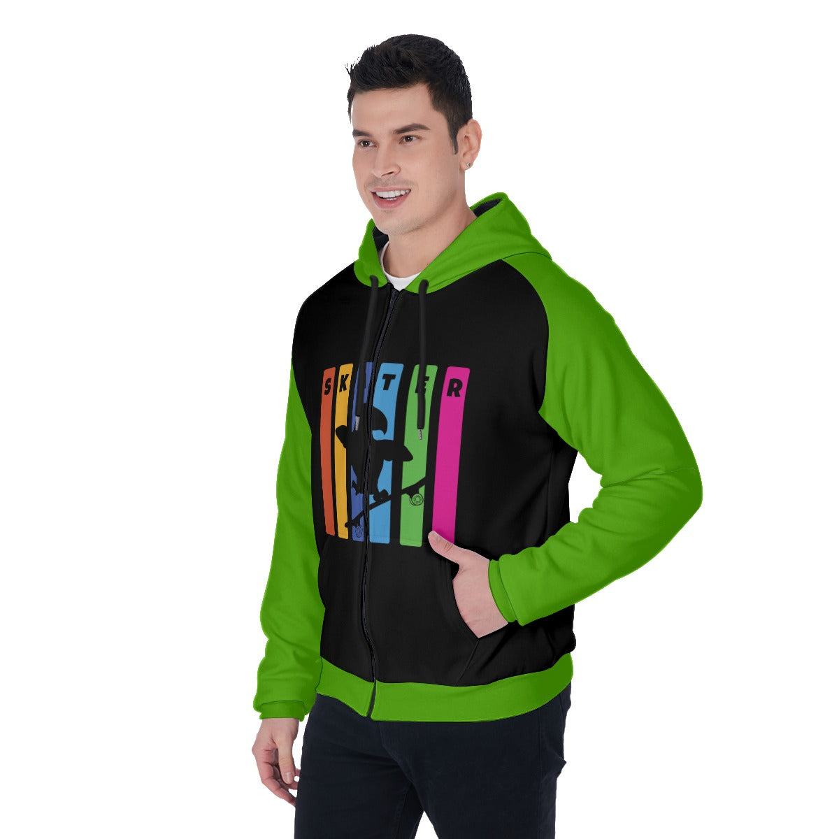 Adult's SKATER Zip-up Hoodie with Skateboarding Parrot