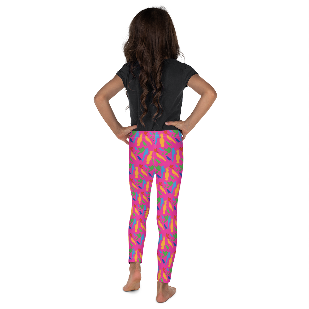 Girl's Parrots on Pink Leggings