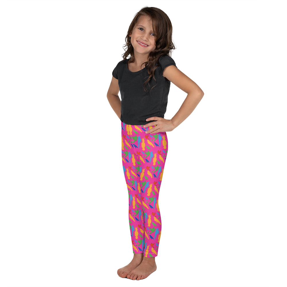 Girl's Parrots on Pink Leggings