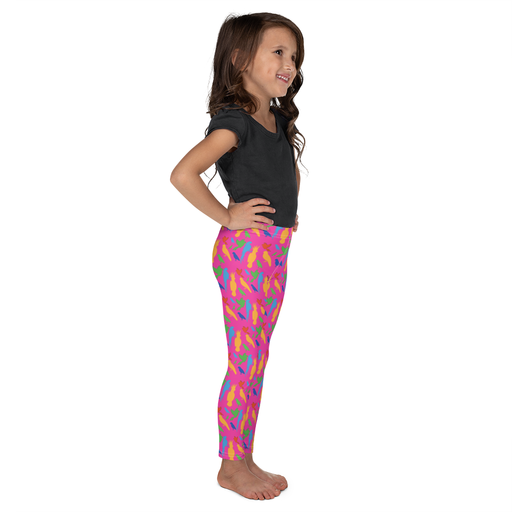 Girl's Parrots on Pink Leggings