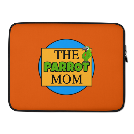 Laptop Sleeve : The Parrot Mom logo on Orange